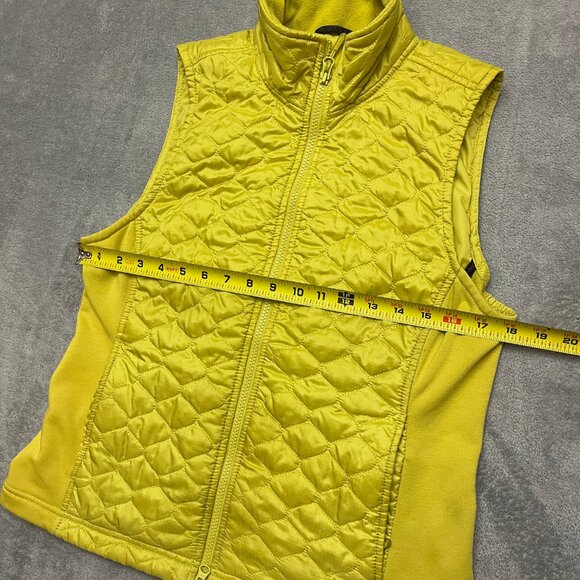L.L.Bean Puffer Vest Womens Medium Yellow Green Quilted Insulated Zip Pockets - Picture 4 of 9